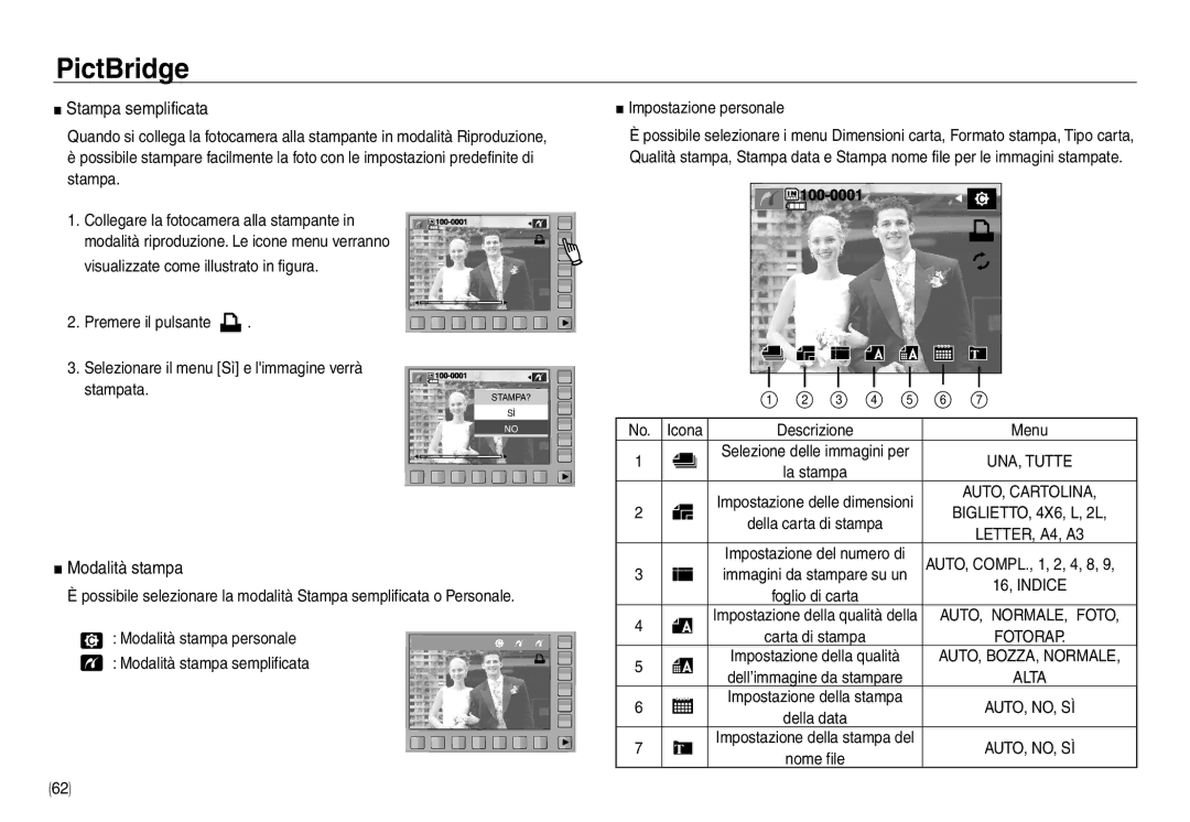 Samsung EC-NV30ZBDA/E3, EC-NV30ZSBA/E2, EC-NV30ZSDA/E3, EC-NV30ZBBA/E2, EC-NV30ZSBA/IT Stampa semplificata, Modalità stampa 