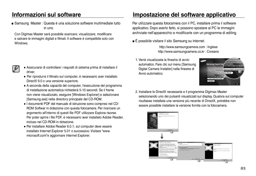 Samsung EC-NV30ZSBA/E2 manual Impostazione del software applicativo, Possibile visitare il sito Samsung su internet 