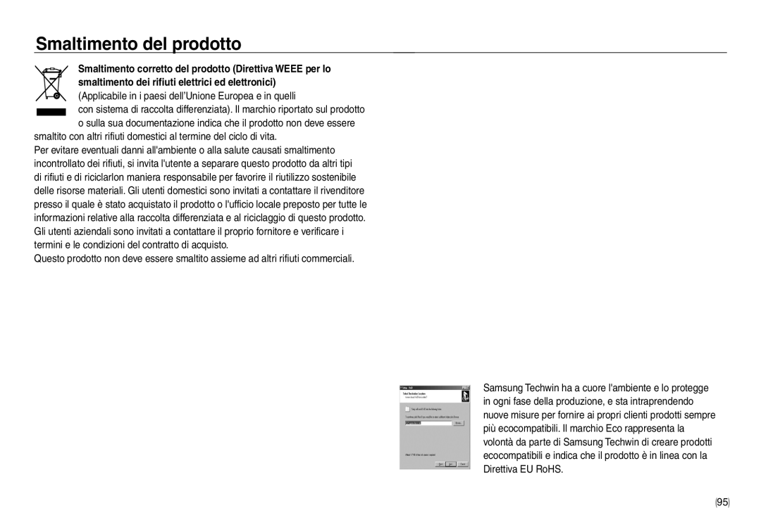 Samsung EC-NV30ZSBA/E2, EC-NV30ZSDA/E3 Smaltimento del prodotto, Applicabile in i paesi dell’Unione Europea e in quelli 