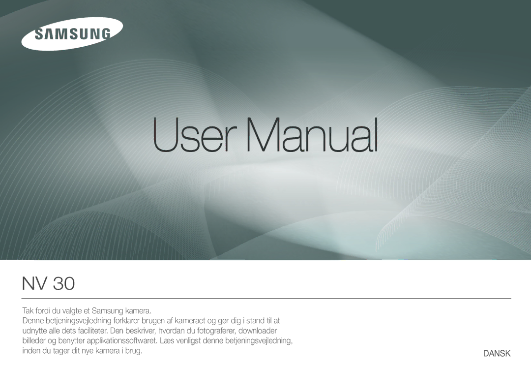 Samsung EC-NV30ZSDA/E3, EC-NV30ZSBA/E2, EC-NV30ZBBA/E2, EC-NV30ZBDA/E3 manual Dansk 