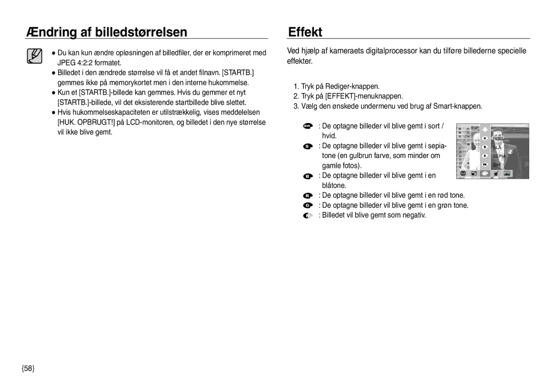 Samsung EC-NV30ZBDA/E3, EC-NV30ZSBA/E2, EC-NV30ZSDA/E3 Hvid, Gamle fotos De optagne billeder vil blive gemt i en Blåtone 