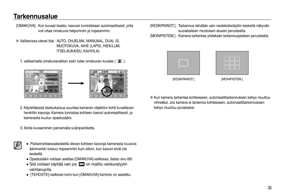 Samsung EC-NV30ZSBA/E2, EC-NV30ZSDA/E3, EC-NV30ZBBA/E2 manual Valitsemalla omakuvavalikon esiin tulee omakuvan kuvake 