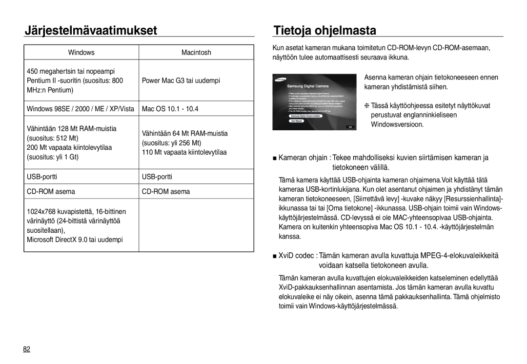 Samsung EC-NV30ZBDA/E3, EC-NV30ZSBA/E2, EC-NV30ZSDA/E3 manual Järjestelmävaatimukset, Tietoja ohjelmasta, Mac OS 10.1 