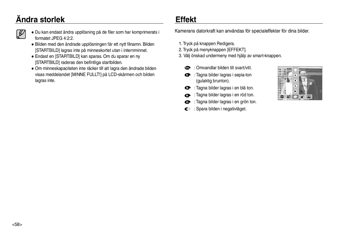 Samsung EC-NV30ZBDA/E3, EC-NV30ZSBA/E2, EC-NV30ZSDA/E3 manual Startbild raderas den befintliga startbilden, Lagras inte 