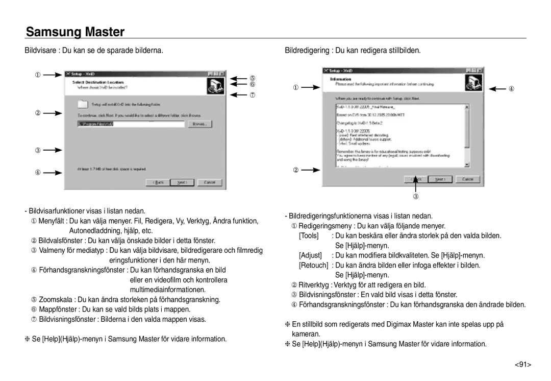 Samsung EC-NV30ZSBA/E2 manual Bildvisare Du kan se de sparade bilderna, Bildredigering Du kan redigera stillbilden, Adjust 