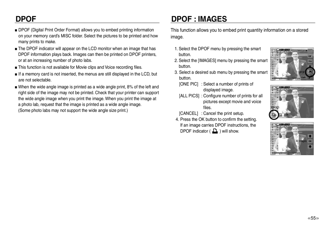 Samsung EC-NV30ZSBA/LV, EC-NV30ZSBA/GB Many prints to make, Or at an increasing number of photo labs, Are not selectable 