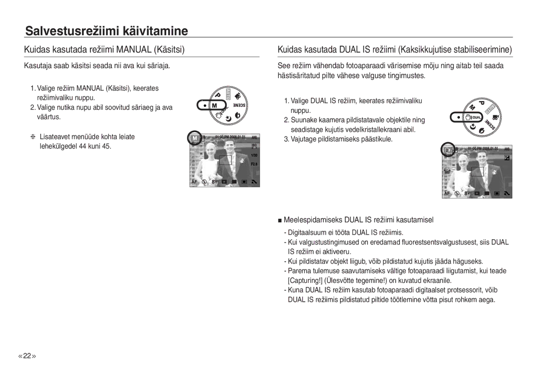 Samsung EC-NV30ZBBA/RU manual Kuidas kasutada režiimi Manual Käsitsi, Kasutaja saab käsitsi seada nii ava kui säriaja 