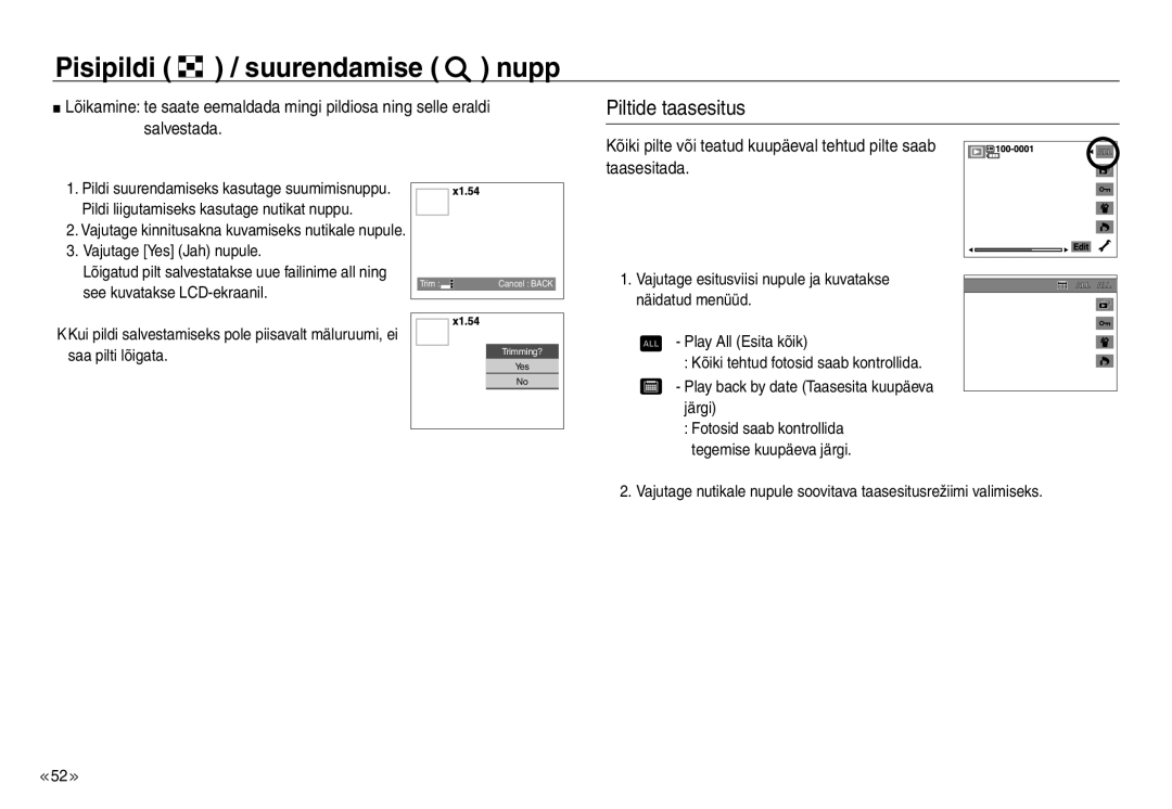 Samsung EC-NV30ZBBA/RU, EC-NV30ZSBA/RU manual Piltide taasesitus, Play All Esita kõik, Järgi 