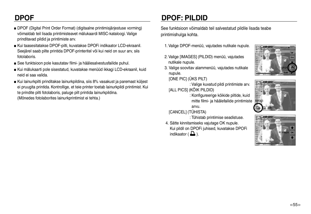 Samsung EC-NV30ZSBA/RU, EC-NV30ZBBA/RU manual ONE PIC ÜKS Pilt, Cancel Tühista 