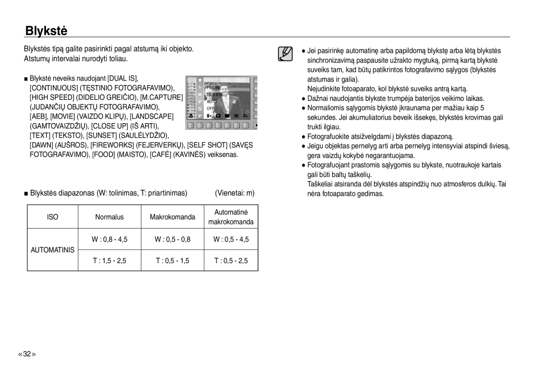 Samsung EC-NV30ZBBA/RU, EC-NV30ZSBA/RU manual Blykstė 