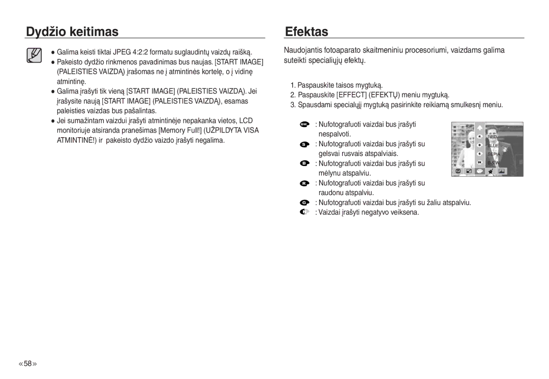 Samsung EC-NV30ZBBA/RU, EC-NV30ZSBA/RU manual Nufotografuoti vaizdai bus įrašyti su, Gelsvai rusvais atspalviais 