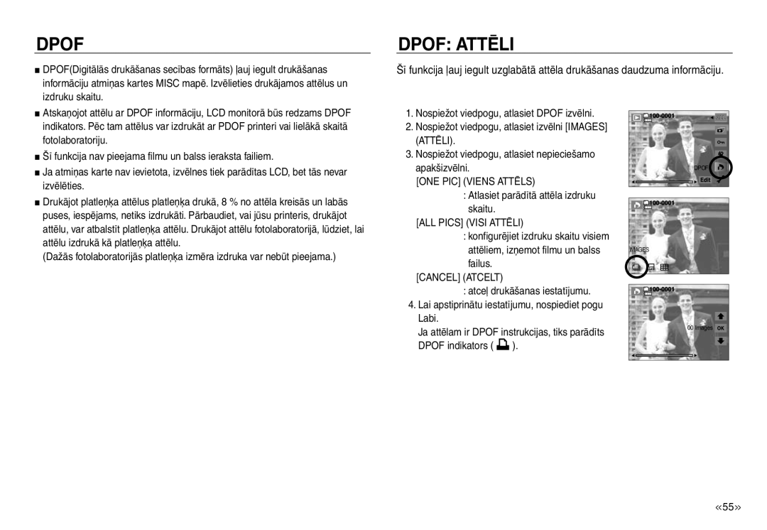 Samsung EC-NV30ZSBA/RU, EC-NV30ZBBA/RU manual ONE PIC Viens Attēls, ALL Pics Visi Attēli, Cancel Atcelt 