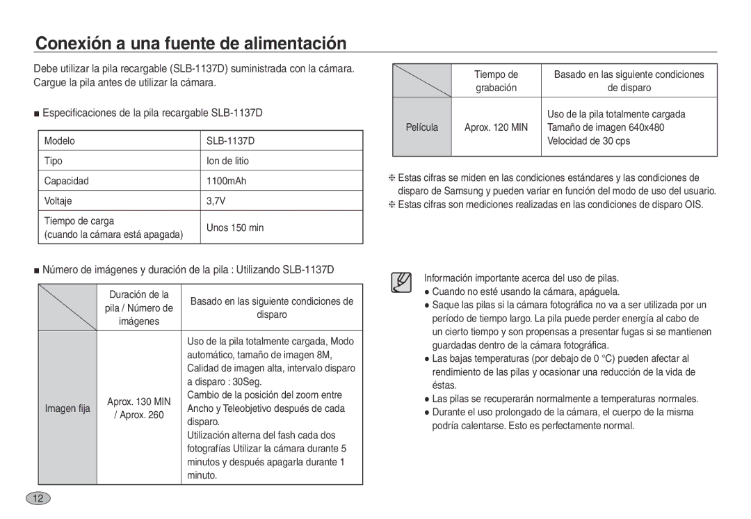 Samsung EC-NV30ZSBA/E1, EC-NV30ZSDA/E3, EC-NV30ZBDA/E3, EC-NV30ZBBB/E1, EC-NV30ZBBC/E1 Conexión a una fuente de alimentación 