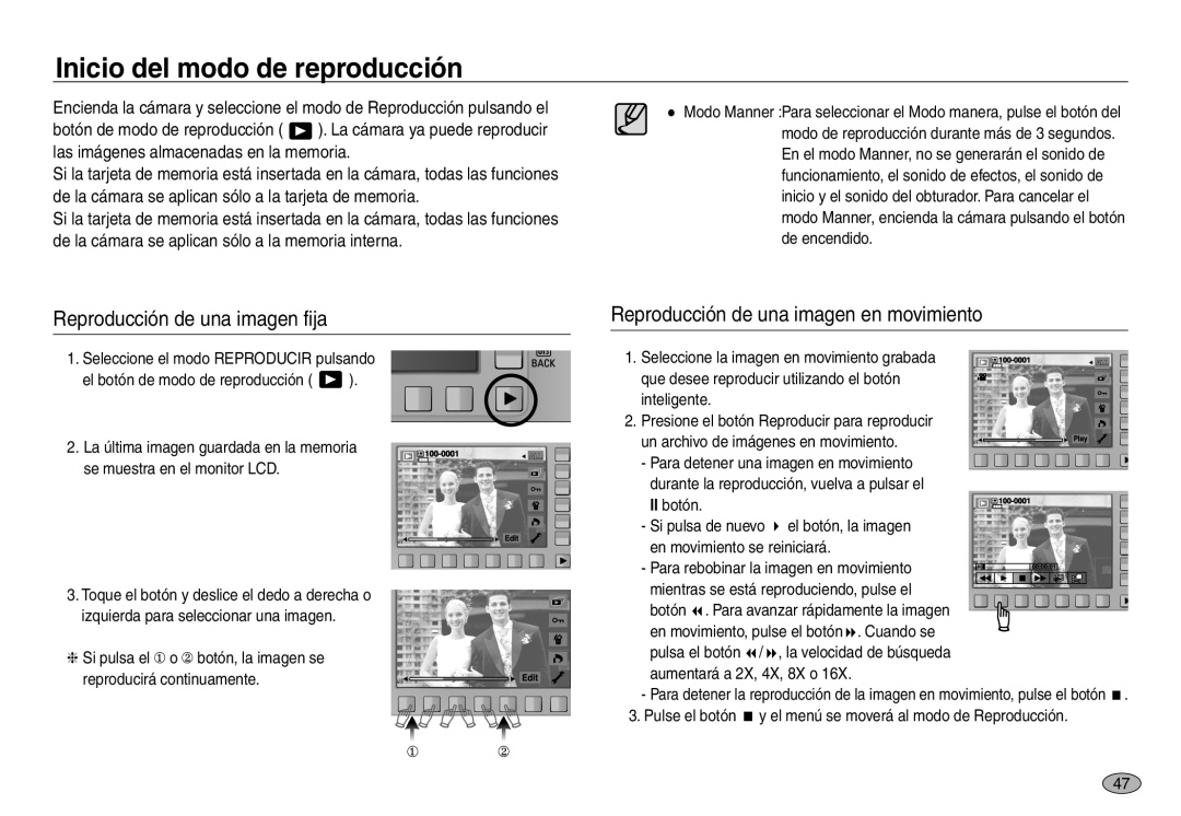 Samsung EC-NV30ZSDA/E3, EC-NV30ZBDA/E3, EC-NV30ZBBB/E1 Inicio del modo de reproducción, Reproducción de una imagen fija 