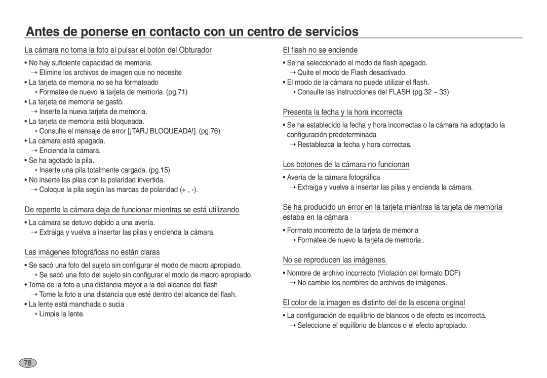 Samsung EC-NV30ZSBA/AS, EC-NV30ZSDA/E3, EC-NV30ZBDA/E3 manual Antes de ponerse en contacto con un centro de servicios 