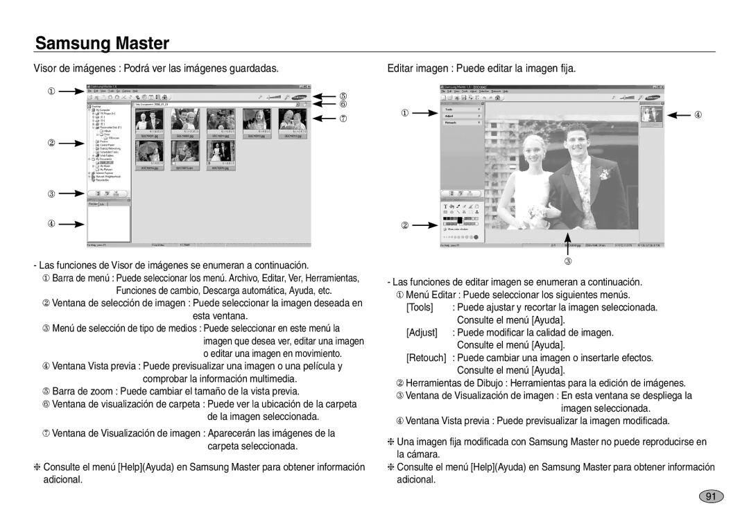 Samsung EC-NV30ZSBB/E1 manual Visor de imágenes Podrá ver las imágenes guardadas, Editar imagen Puede editar la imagen fija 