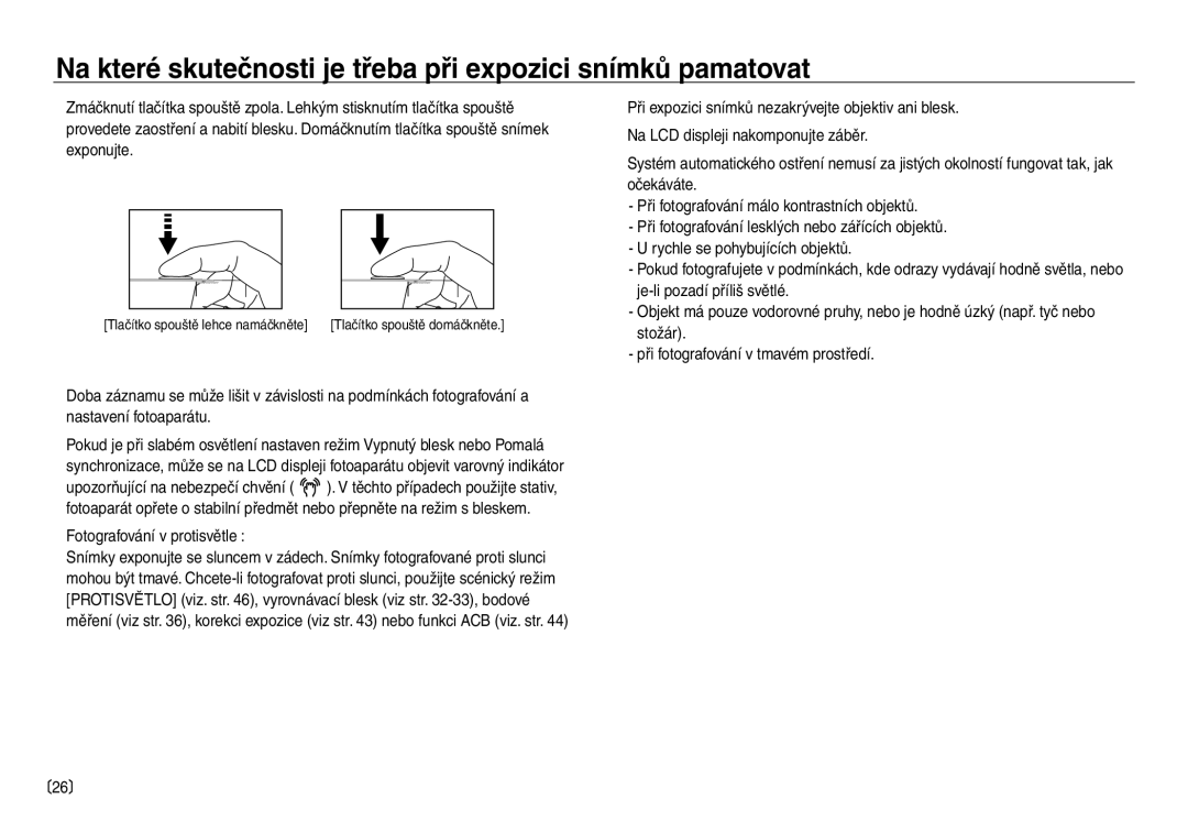 Samsung EC-NV30ZBDA/E3 manual Na které skutečnosti je třeba při expozici snímků pamatovat, Fotografování v protisvětle 