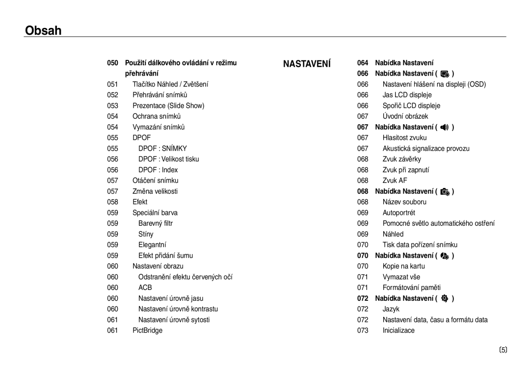 Samsung EC-NV30ZSDA/E3, EC-NV30ZBDA/E3 manual Dpof Snímky, Acb 