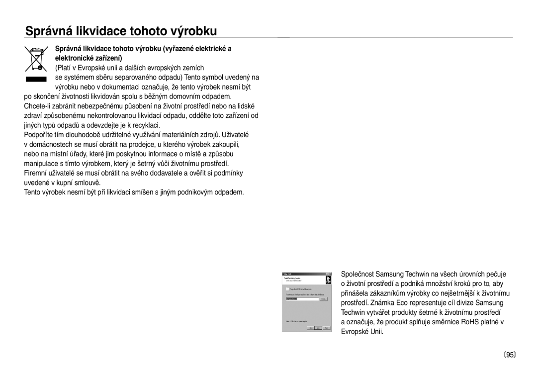 Samsung EC-NV30ZSDA/E3, EC-NV30ZBDA/E3 Správná likvidace tohoto výrobku, Platí v Evropské unii a dalších evropských zemích 