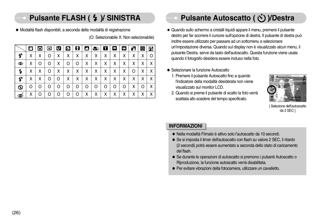 Samsung EC-NV3ZZBBC/E2, EC-NV3ZZSBA/E1, EC-NV3ZZBBD/E1, EC-NV3ZZSBA/DE, EC-NV3ZZSBA/IT manual Pulsante Autoscatto /Destra 