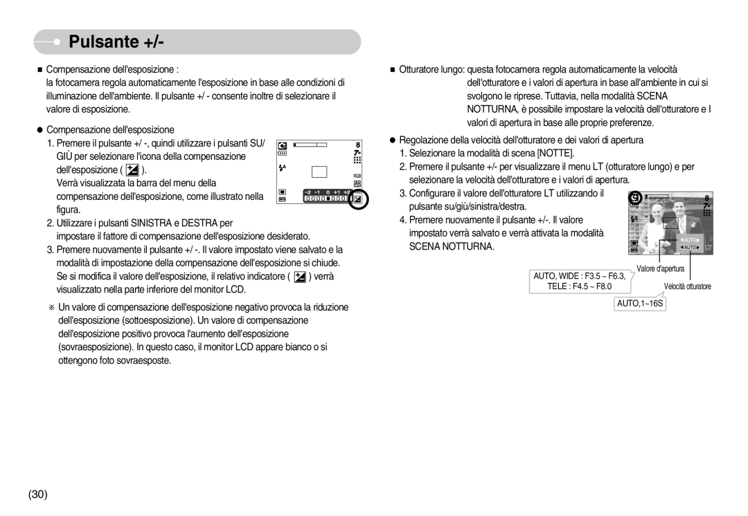 Samsung EC-NV3ZZSBA/IT, EC-NV3ZZBBC/E2, EC-NV3ZZSBA/E1, EC-NV3ZZBBD/E1, EC-NV3ZZSBA/DE, EC-NV3ZZBBJ/E1 manual Scena Notturna 