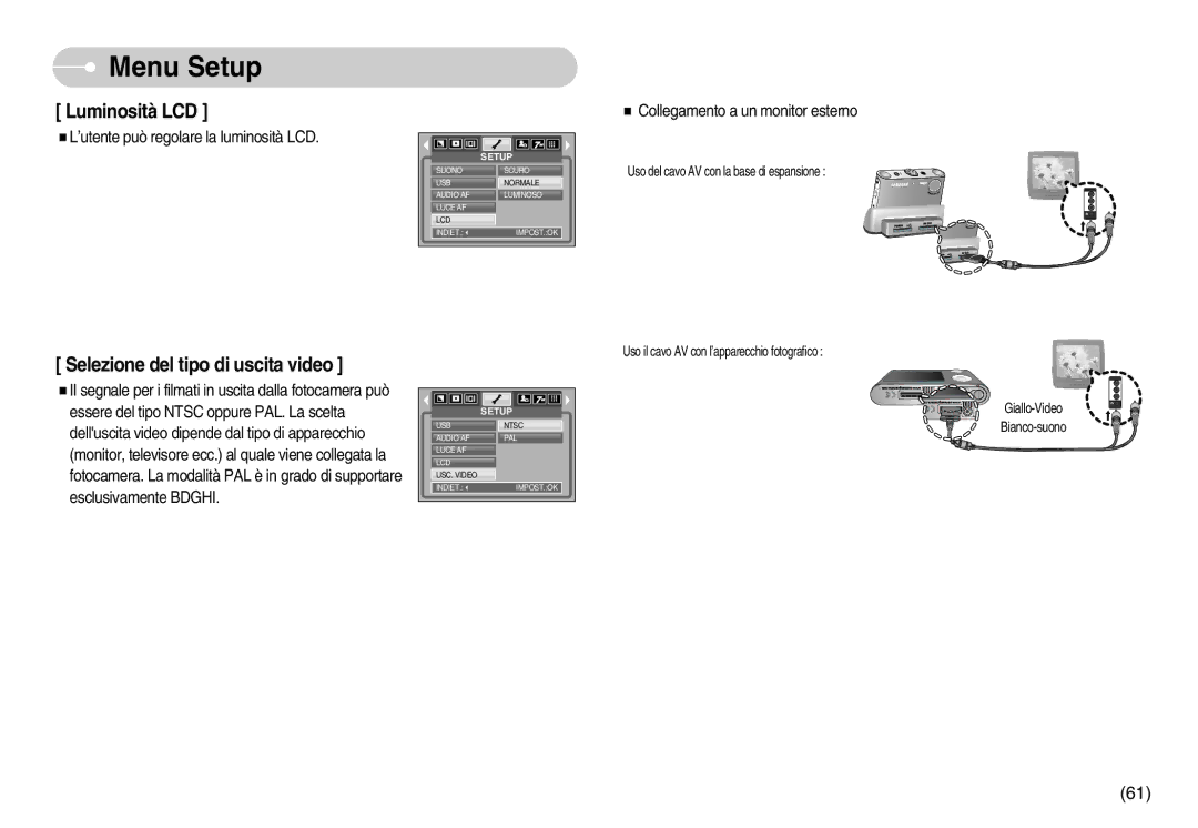 Samsung EC-NV3ZZBBA/IT, EC-NV3ZZBBC/E2, EC-NV3ZZSBA/E1, EC-NV3ZZBBD/E1, EC-NV3ZZSBA/DE, EC-NV3ZZSBA/IT manual Luminosità LCD 