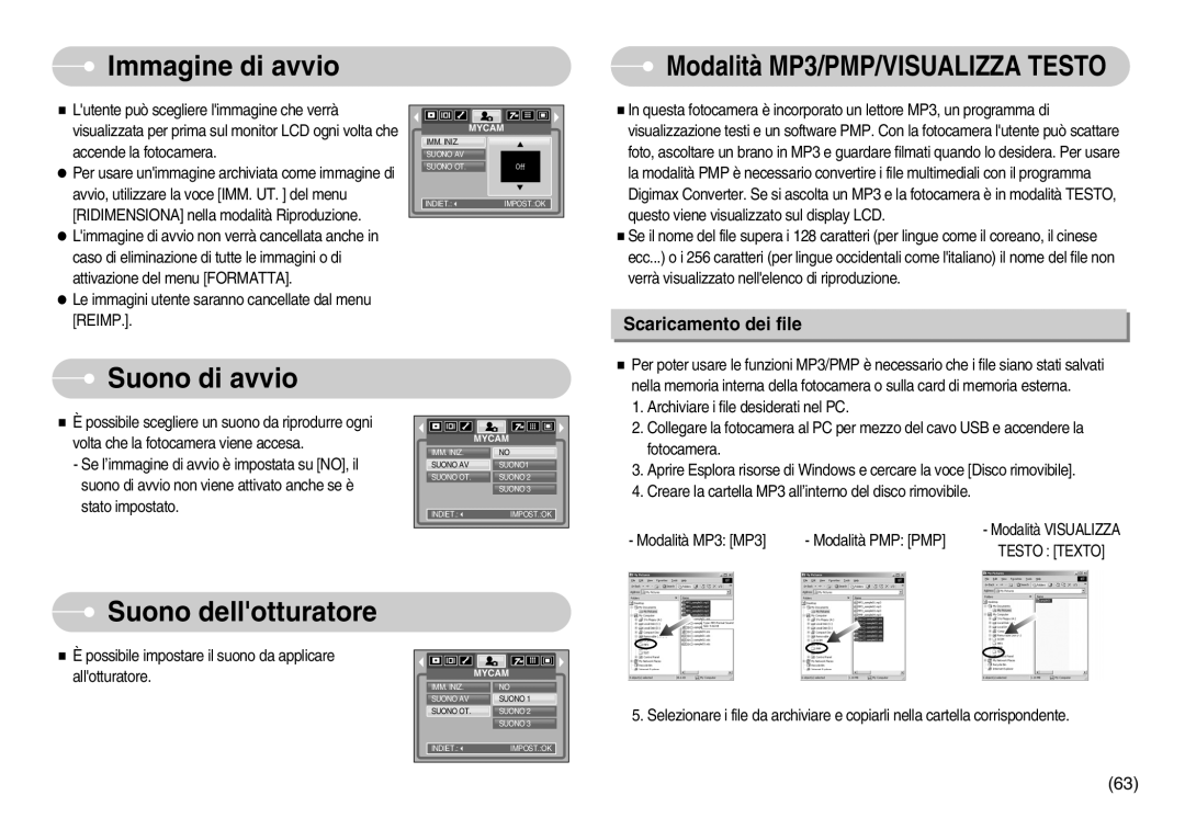 Samsung EC-NV3ZZSBA/E1, EC-NV3ZZBBC/E2, EC-NV3ZZBBD/E1 manual Immagine di avvio, Suono di avvio, Suono dellotturatore 