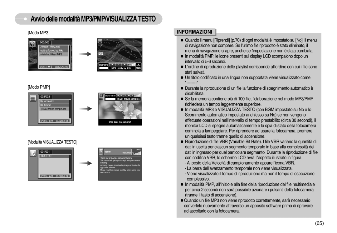 Samsung EC-NV3ZZSBA/DE, EC-NV3ZZBBC/E2, EC-NV3ZZSBA/E1, EC-NV3ZZBBD/E1, EC-NV3ZZSBA/IT, EC-NV3ZZBBJ/E1, EC-NV3ZZBBB/IT Modo MP3 