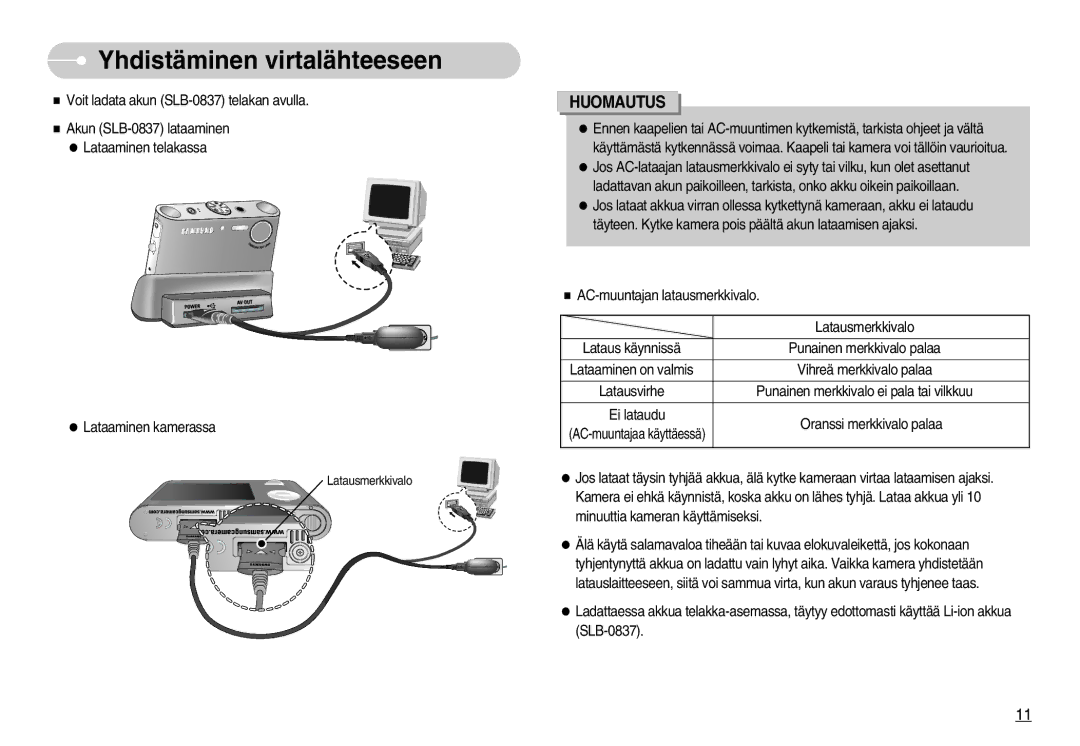 Samsung EC-NV3ZZBBB/E2, EC-NV3ZZBBC/E2, EC-NV3ZZSBA/E1, EC-NV3ZZSBA/DE, EC-NV3ZZBBG/E2, EC-NV3ZZBBA/FI manual Latausmerkkivalo 