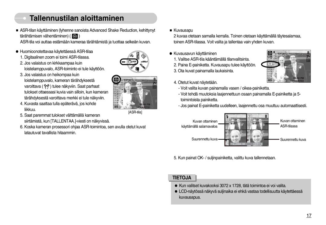 Samsung EC-NV3ZZBBC/E2, EC-NV3ZZSBA/E1, EC-NV3ZZSBA/DE manual Kun painat OK- / suljinpainiketta, valittu kuva tallennetaan 