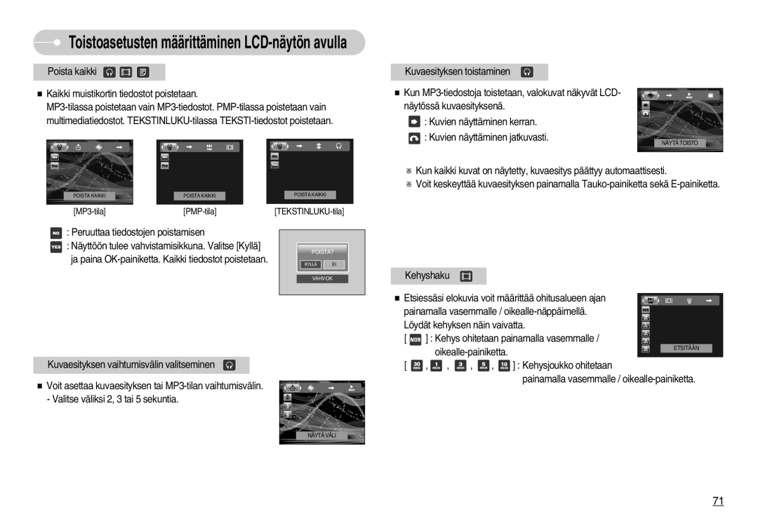 Samsung EC-NV3ZZBBC/E2, EC-NV3ZZSBA/E1, EC-NV3ZZSBA/DE, EC-NV3ZZBBB/E2 Ja paina OK-painiketta. Kaikki tiedostot poistetaan 