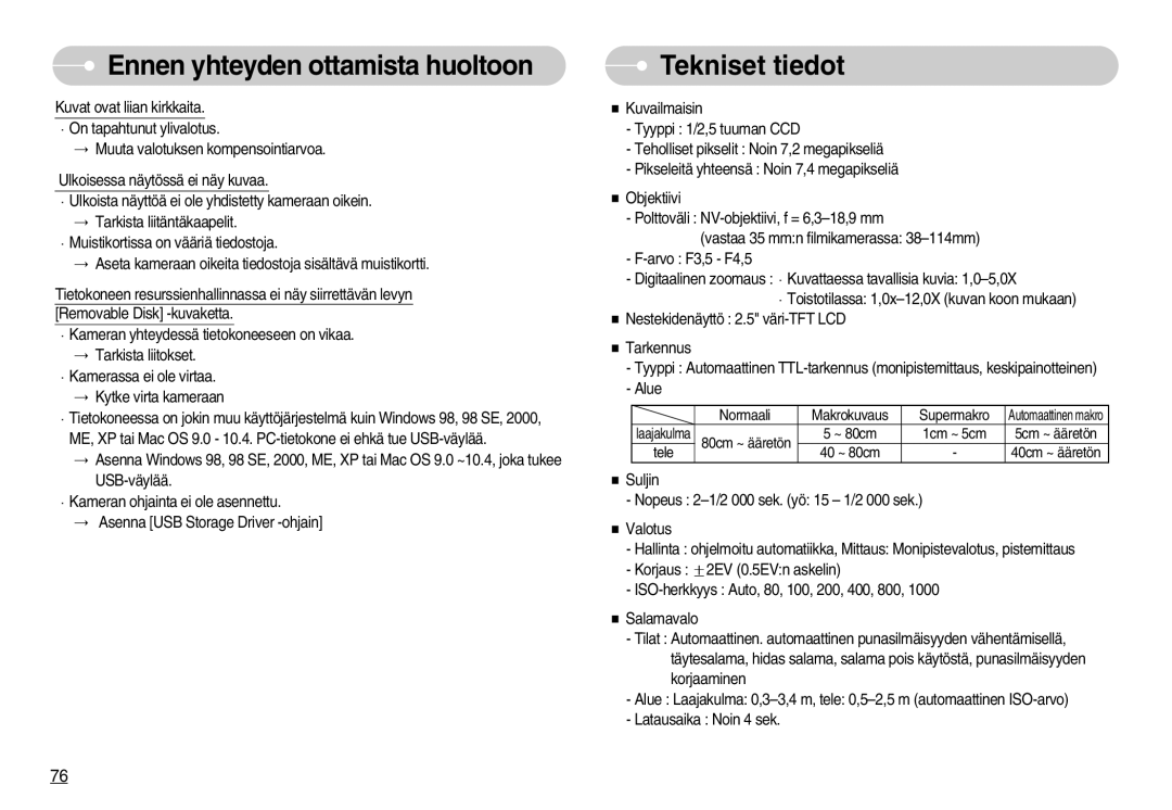 Samsung EC-NV3ZZBBA/FI, EC-NV3ZZBBC/E2, EC-NV3ZZSBA/E1, EC-NV3ZZSBA/DE, EC-NV3ZZBBB/E2, EC-NV3ZZBBG/E2 manual Tekniset tiedot 