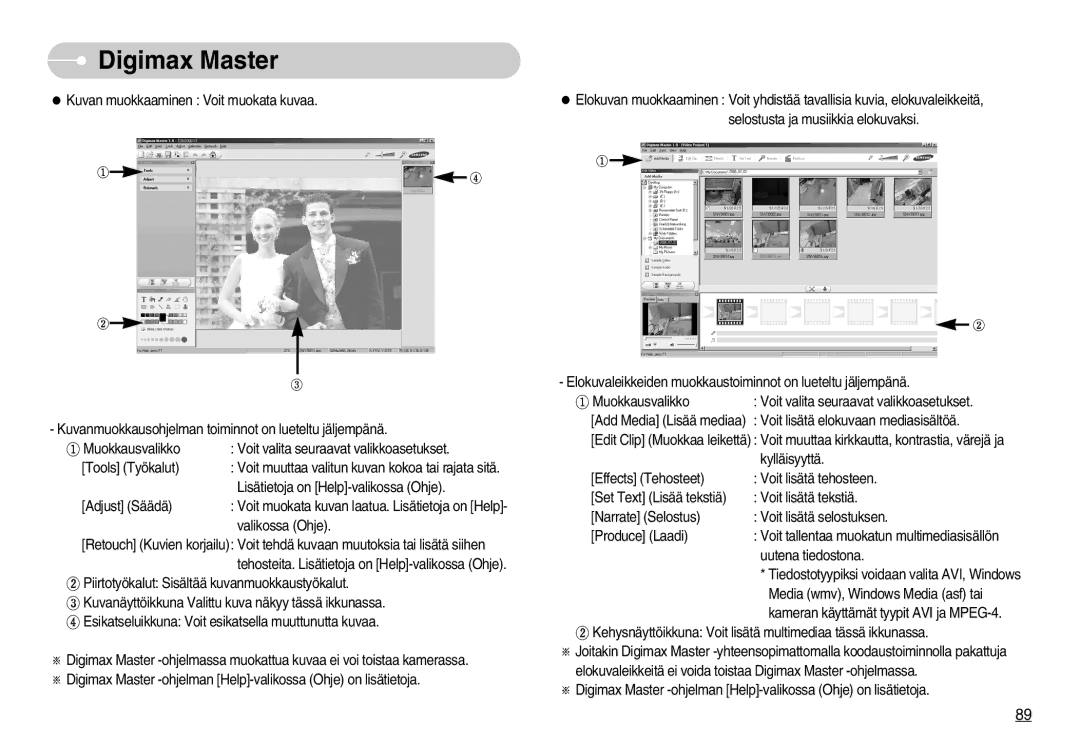 Samsung EC-NV3ZZBBC/E2, EC-NV3ZZSBA/E1, EC-NV3ZZSBA/DE, EC-NV3ZZBBB/E2, EC-NV3ZZBBG/E2, EC-NV3ZZBBA/FI manual Digimax Master 