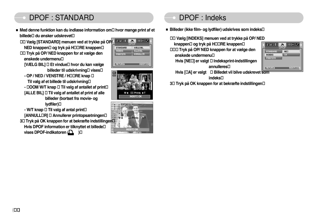 Samsung EC-NV3ZZBBF/E2, EC-NV3ZZBBC/E2, EC-NV3ZZSBA/E1, EC-NV3ZZSBA/DE, EC-NV3ZZBBB/E2 manual Dpof Standard, Dpof Indeks 