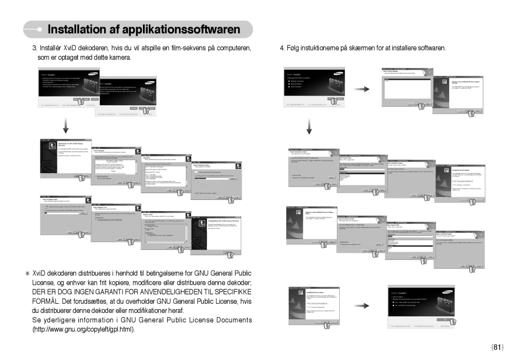 Samsung EC-NV3ZZSBA/E1, EC-NV3ZZBBC/E2, EC-NV3ZZSBA/DE, EC-NV3ZZBBB/E2, EC-NV3ZZBBG/E2 Installation af applikationssoftwaren 