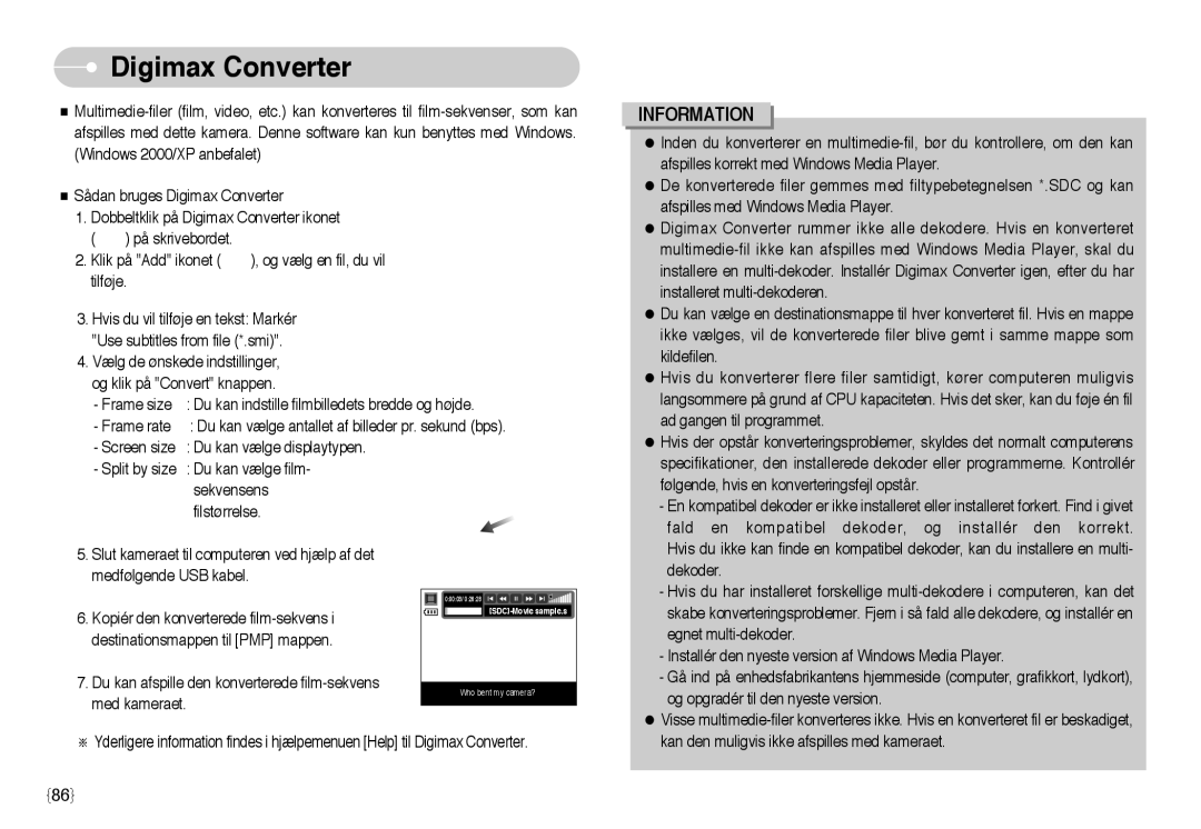 Samsung EC-NV3ZZSBA/E2, EC-NV3ZZBBC/E2, EC-NV3ZZSBA/E1, EC-NV3ZZSBA/DE, EC-NV3ZZBBB/E2, EC-NV3ZZBBG/E2 manual Digimax Converter 