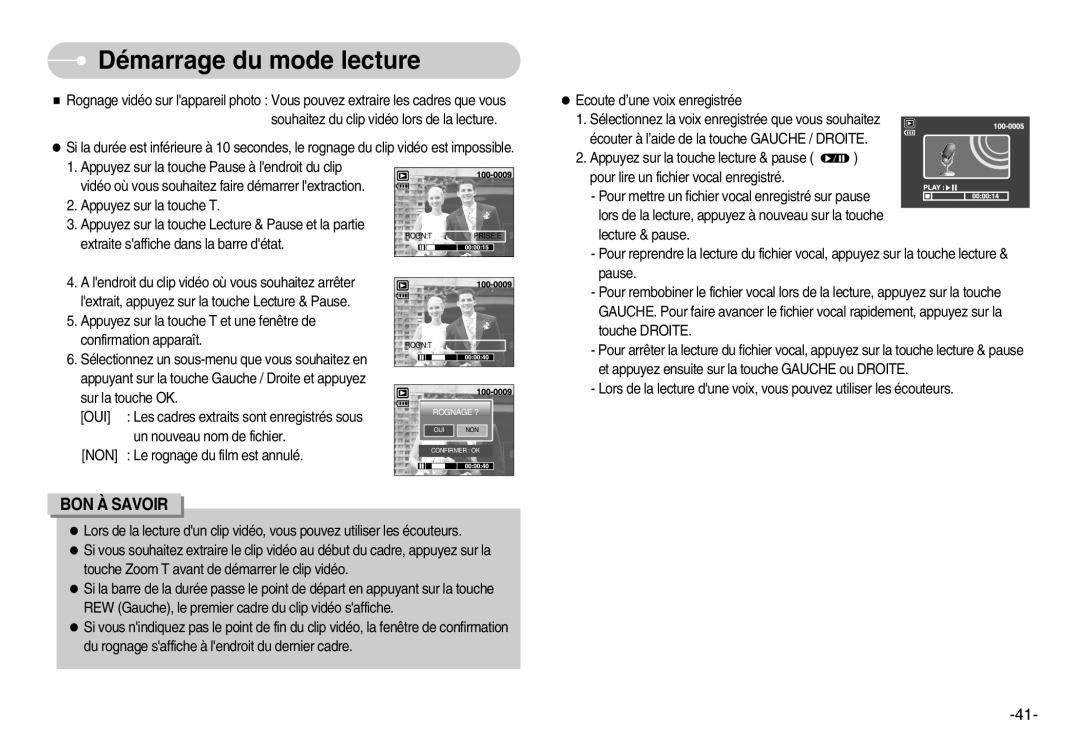 Samsung EC-NV3ZZSBA/E1, EC-NV3ZZSAA, EC-NV3ZZBBC/E2, EC-NV3ZZBBD/E1 manual Et appuyez ensuite sur la touche Gauche ou Droite 