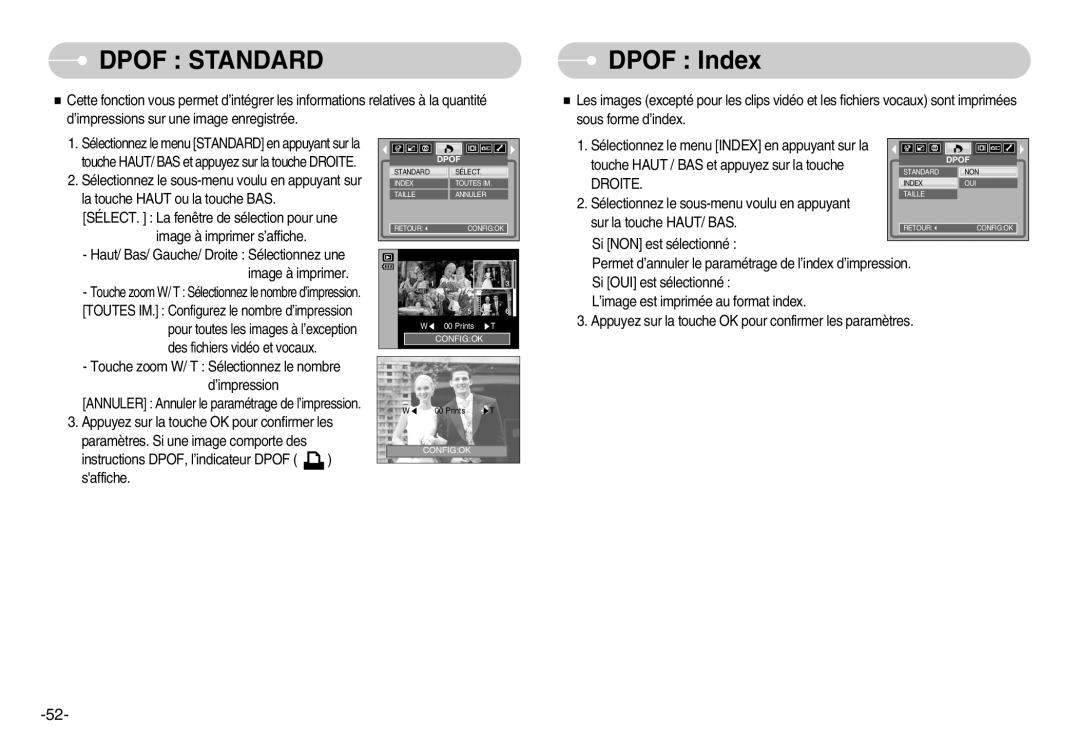 Samsung EC-NV3ZZBBD/E1, EC-NV3ZZSAA, EC-NV3ZZBBC/E2, EC-NV3ZZSBA/E1, EC-NV3ZZBBA/FR, EC-NV3ZZBBD/FR Dpof Standard, Dpof Index 