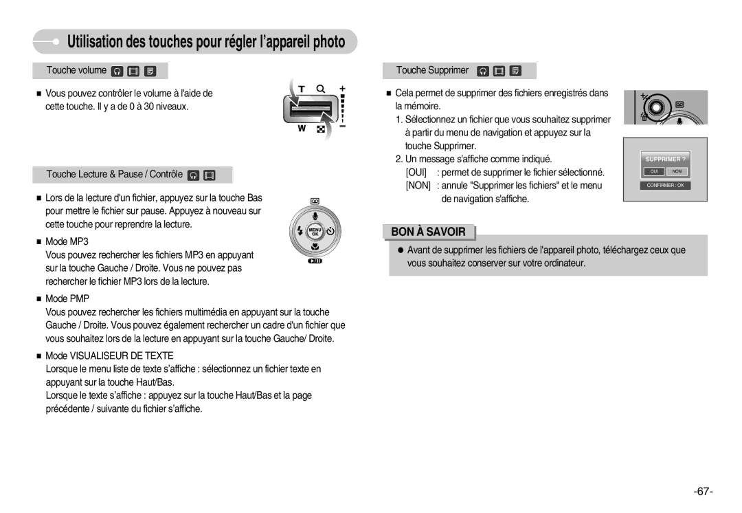 Samsung EC-NV3ZZBBB/FR, EC-NV3ZZSAA, EC-NV3ZZBBC/E2, EC-NV3ZZSBA/E1 Utilisation des touches pour régler l’appareil photo 