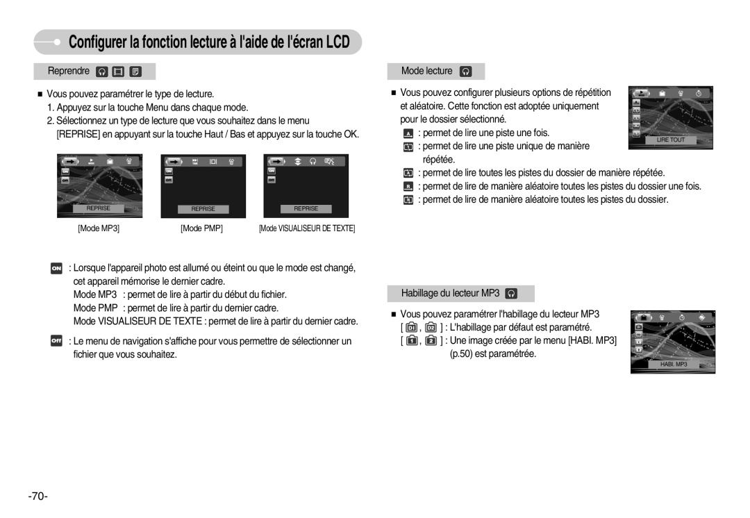 Samsung EC-NV3ZZBBC/E2, EC-NV3ZZSAA, EC-NV3ZZSBA/E1, EC-NV3ZZBBD/E1, EC-NV3ZZBBA/FR, EC-NV3ZZBBD/FR manual Mode MP3 Mode PMP 