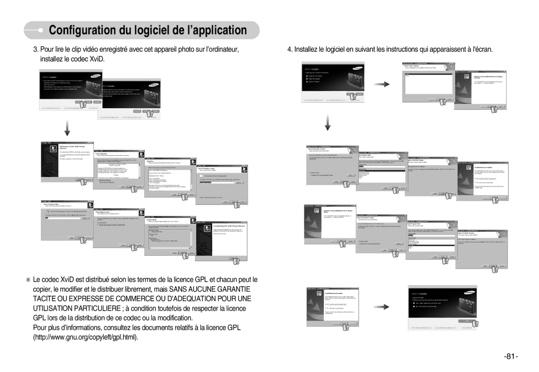 Samsung EC-NV3ZZSBA/E1, EC-NV3ZZSAA, EC-NV3ZZBBC/E2, EC-NV3ZZBBD/E1 manual Configuration du logiciel de l’application 