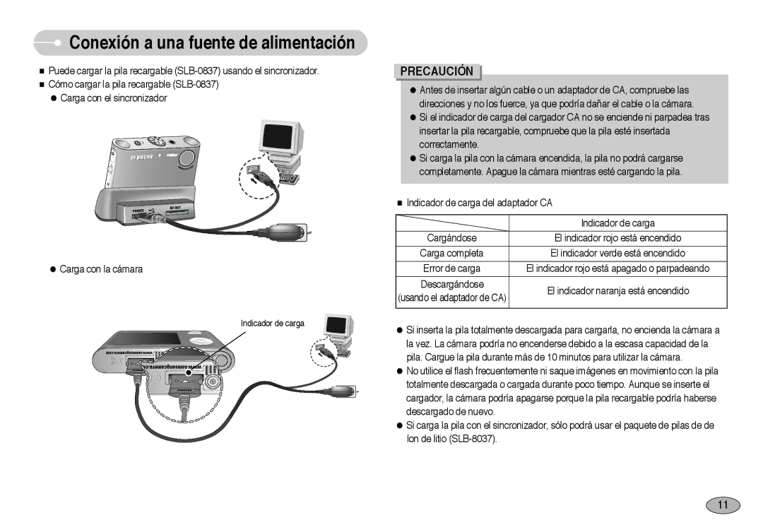 Samsung EC-NV3ZZBBH/E1, EC-NV3ZZSBA/E1, EC-NV3ZZBBD/E1, EC-NV3ZZSBA/DE, EC-NV3ZZBBA/SP, EC-NV3ZZBBA/PT manual Indicador de carga 