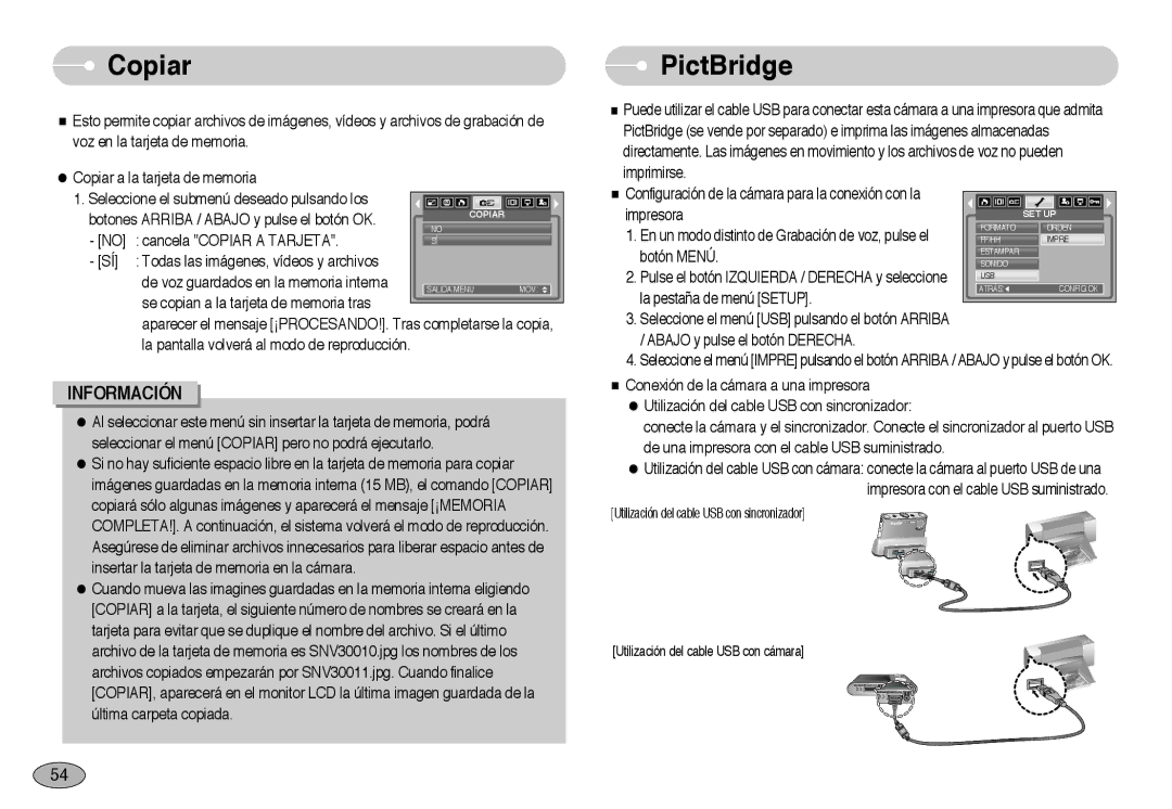 Samsung EC-NV3ZZBBA/AS, EC-NV3ZZSBA/E1 Copiar, PictBridge, Aparecer el mensaje ¡PROCESANDO!. Tras completarse la copia 