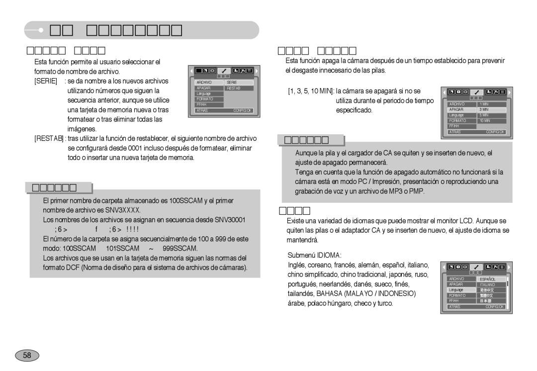 Samsung EC-NV3ZZBBA/SP manual Serie se da nombre a los nuevos archivos, Todo o insertar una nueva tarjeta de memoria 