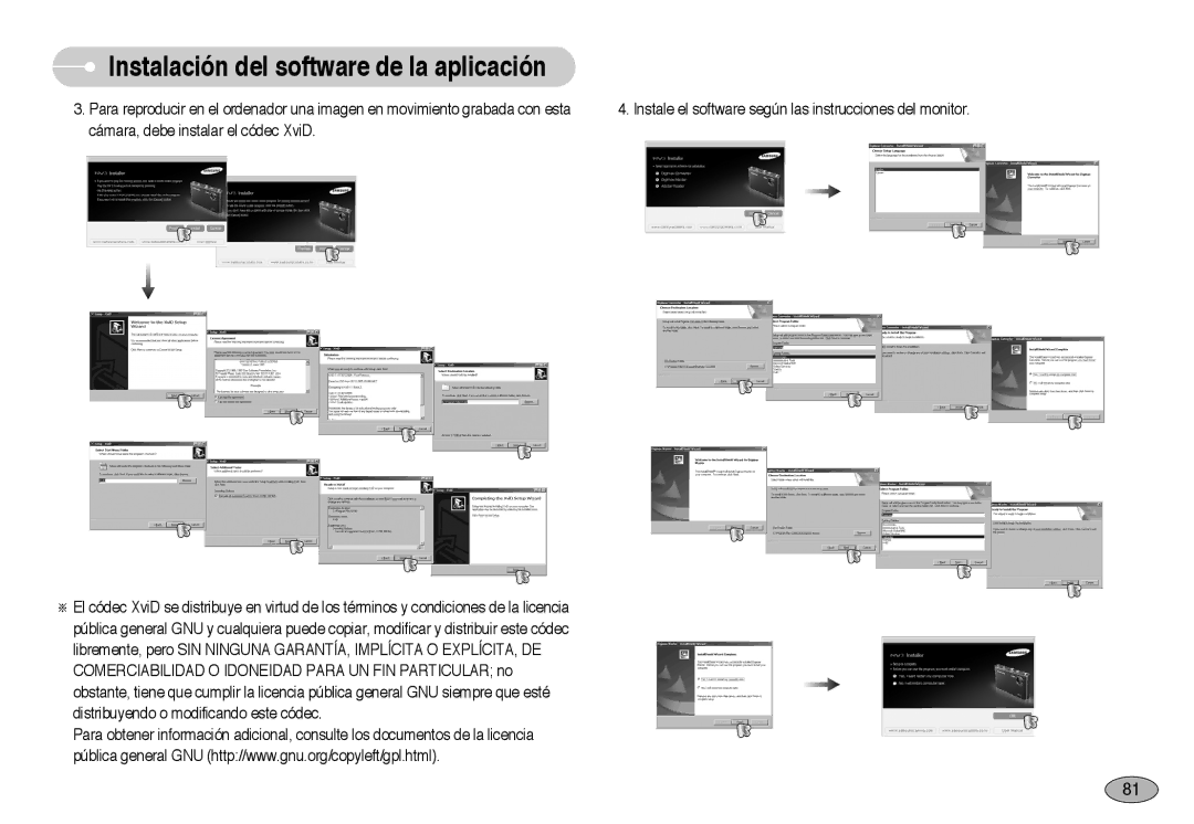 Samsung EC-NV3ZZBBH/E1, EC-NV3ZZSBA/E1, EC-NV3ZZBBD/E1, EC-NV3ZZSBA/DE manual Instalación del software de la aplicación 