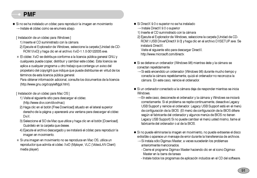 Samsung EC-NV3ZZBBD/E1, EC-NV3ZZSBA/E1, EC-NV3ZZSBA/DE, EC-NV3ZZBBA/SP, EC-NV3ZZBBA/PT, EC-NV3ZZBBH/E1, EC-NV3ZZBBA/AS manual Pmf 