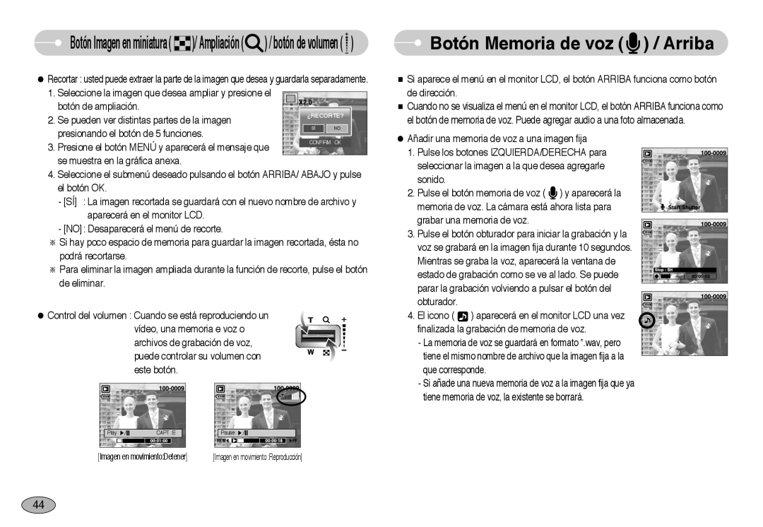 Samsung EC-NV3ZZBBA/SP manual Botón Memoria de voz / Arriba, tiene el mismo nombre de archivo que la imagen fija a la 
