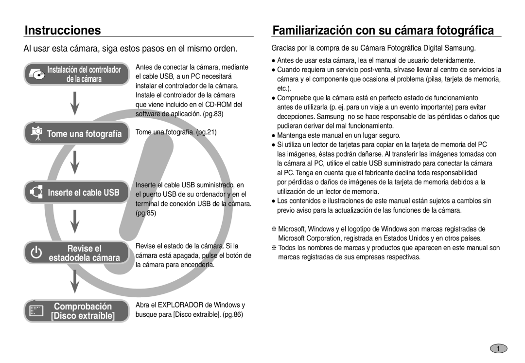 Samsung EC-NV40ZBDA/E3 Instrucciones, Familiarización con su cámara fotográfica, Mantenga este manual en un lugar seguro 