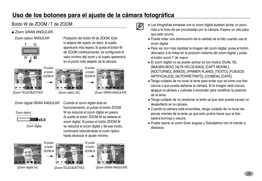 Samsung EC-NV40ZSBB/E1, EC-NV40ZBBA/FR Imagen MOV, Alta VELOCIDAD, CAPT. Movim, ARTIFICIALES, AUTORRETRATO, COMIDA, Café 