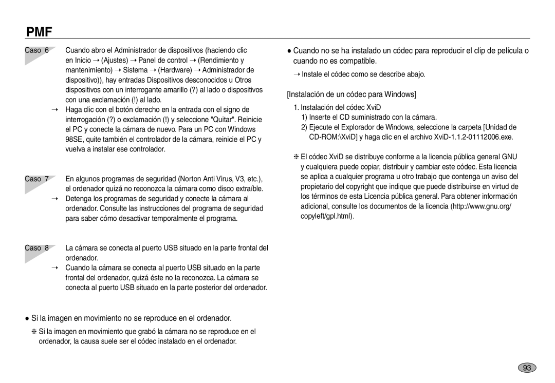 Samsung EC-NV40ZSBA/E1 Si la imagen en movimiento no se reproduce en el ordenador, Instalación de un códec para Windows 